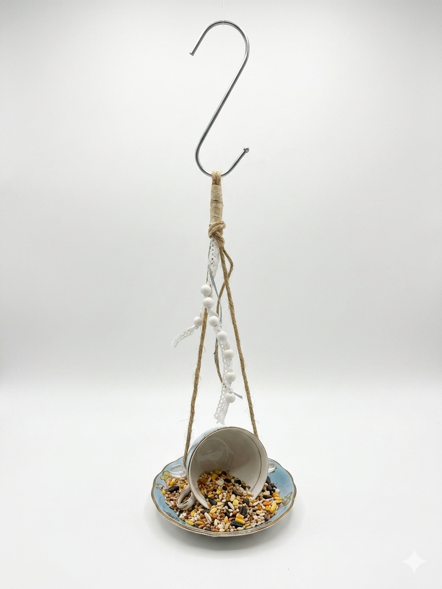 Vintage Teacup Bird Feeder