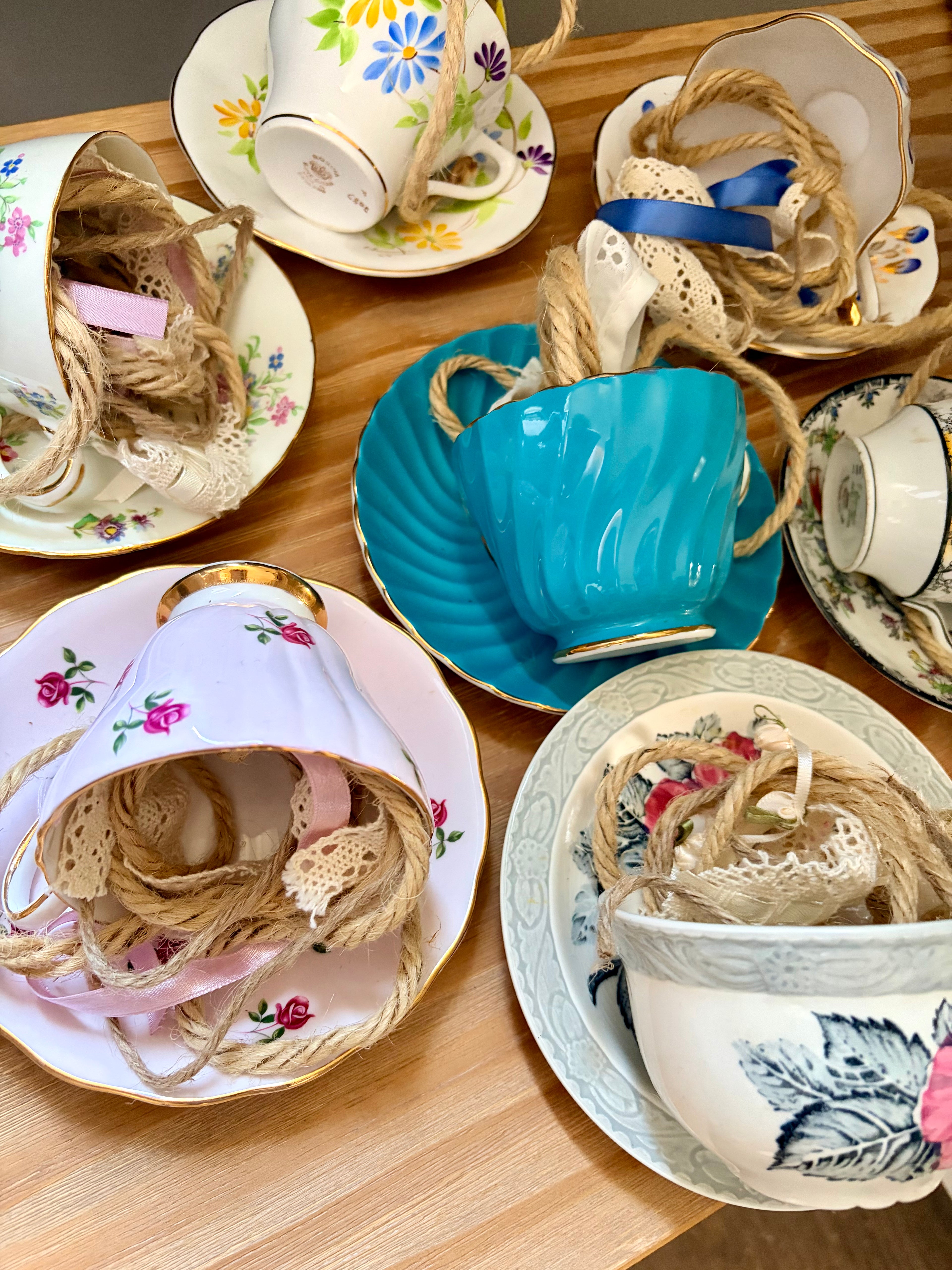 Vintage Teacup Bird Feeder